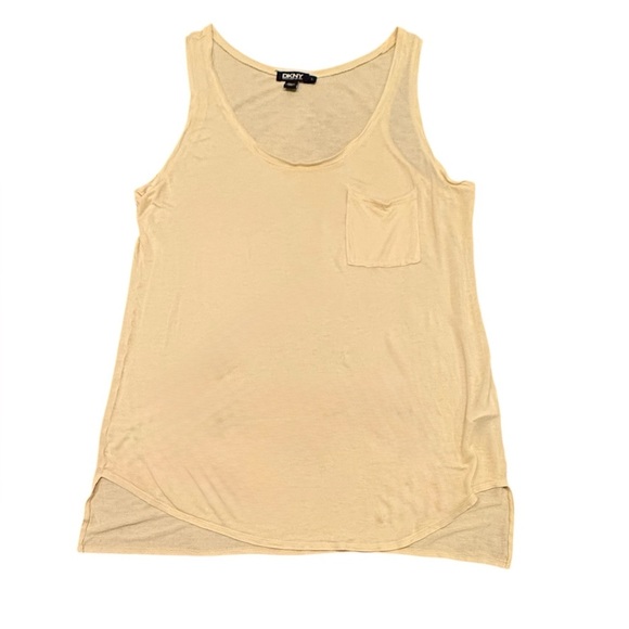 DKNY Yellow Relaxed Pocket Tank Top Size Large - Picture 1 of 7